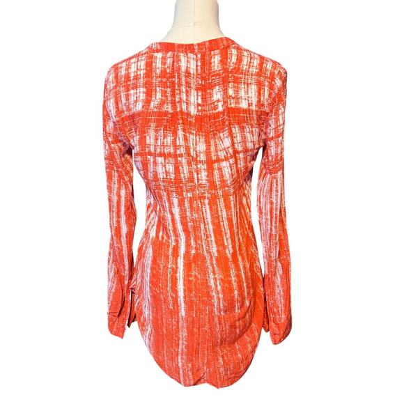Maeve Anthropologie Calia Tunic.  Pleated Orange/White.  Long Sleeve.  Size 0 - Picture 2 of 7